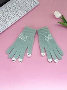 1 Pair Of Cute Cartoon Touchscreen Winter Gloves For Women - Elastic Full-Finger Design, Warm And Cold-Proof Thermal Lined Suitable For Outdoor Activities, Daily Use, And Holiday Seasons (Hand Wash Only), Essential For Cold Weather - Multicolor - View 18