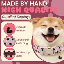 Elegant Tail Design Valentine's Day Dog Collar, Pink Heart Shaped Adjustable Pet Collar With Quick Release Buckle - Pink - View 3