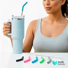 Stainless Steel Straw Kit 30cm With Silicone Tip And Cleaning Brush - Ideal For 1200ml 40oz Thermal Mug - 紫丁香 - 查看 5