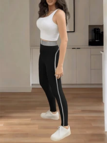 Fisoew Womens High Waisted Seamless Yoga Leggings Butt Lifting Tummy Control Workout Pants Stretch Running Gym Leggings For Women - 黑色 - 查看 5