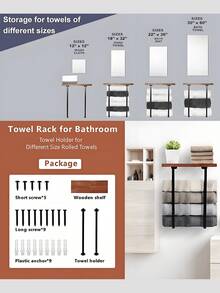 Towel Rack Wall Mounted, Bathroom Towel Storage, Wall Towel Holder, Bathroom Organizer, Shower Organizer Rack, Bath Towel Racks For Bathroom Towel Storage Rack With Shelve For Rolled Towel Organizer, Wall Mounted Bathroom Shelves Over Toilet For Bathroom, Kitchen, Bedroom, Living Room, Home Decor, Bathroom Decor And Accessories, Bathroom Organizer, Shower Accessories, Minimalist Design Storage Organizer For Large Towels, Small Towels, Hand Towels, Halloween/Christmas Gifts, Back-To-School Season - 彩色 - 查看 9