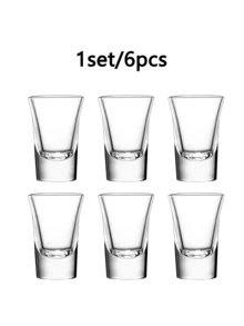 6pcs/1set Shot Glasses Set With Heavy Base Clear Shot Glasses Bulk For Weddings And Cocktail Parties, Tastings, Festivals, Birthdays, BBQs, Bar Party Supplies