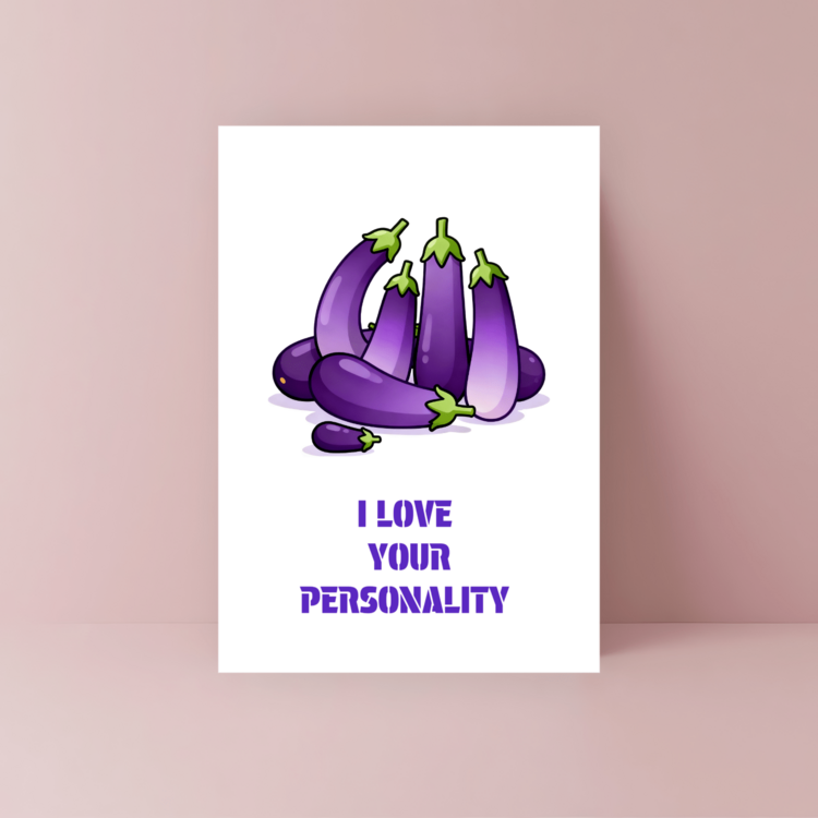 1pc Hilarious Eggplant Valentine's Day Card Amusing Love Card- Perfect For Husband Or Boyfriend, Funny Anniversary Love Note, Cartoon Design, Paper Crafted 'I Love Your Personalized' ﻿ - one-size - View 3