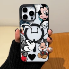 Disney Disney. ‌   Mickey Mouse Patterned Phone Case Featuring Various Designs Of Mickey With A Heart Motif. Compatible With 17, 16, 15, 14, 13, 12, And 11 Pro Models, Offering Shockproof Protection. A Perfect Gift For Family, Frids, Birthdays, Holidays, And Special Occasions..Christmas Accessories. - 黑色 - 查看 7