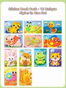 12片EVA泡沫3D贴纸 - 儿童DIY手工项目 | 卡通动物教育贴纸 | 儿童绘画套装 | 创意艺术活动套装，激发动手能力的趣味礼物 - 彩色 - 查看 6