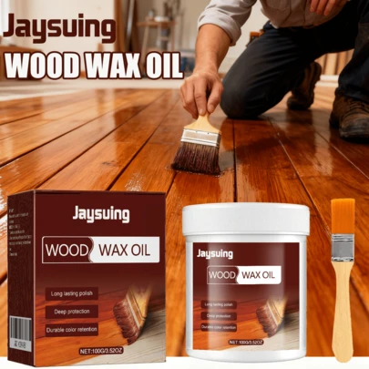 JAYSUING 100g Wood Wax Oil Furniture Floor Polishing Oil Anti-Corrosion Wood Wax Oil Deep Protection Durable Color Retention Waterproof Mildew-Proof Non-Toxics Wooden Floor Maintenance