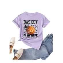 Unisex "Playoffs" T-Shirt – Street Sport Style With Basketball Print And Premium Fabric - 紫色 - 查看 1