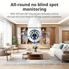 2PCS  Security Cameras Light Bulb Camera 1080P Resolution Home Wifi Security Camera Intelligent 360 PTZ Indoor Outdoor Light Bulb Camera Remote Voice Intercom HD Night Vision For Home Monitoring,Birthday Gift,Halloween Gift,Christmas Present - 白色 - 查看 3