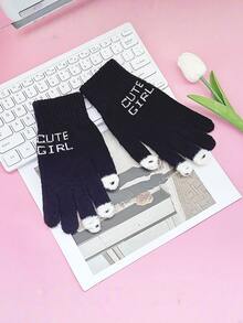 1 Pair Of Cute Cartoon Touchscreen Winter Gloves For Women - Elastic Full-Finger Design, Warm And Cold-Proof Thermal Lined Suitable For Outdoor Activities, Daily Use, And Holiday Seasons (Hand Wash Only), Essential For Cold Weather - Multicolor - View 16