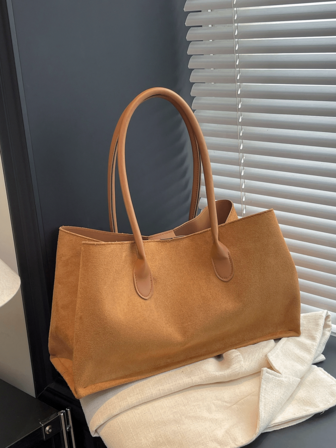 1pc, Versatile Fashion , High Value And Niche Design, Hand-Held Shoulder Bag, Solid Suede Fabric Decorated With Multicolor Optional Square Bag, Suitable For Ladies' Daily Commuting And Shopping Occasions.