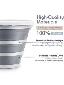 1Pc Portable Folding Water Bucket, Plastic & Silicone Car Wash Bucket, Collapsible Bucket With Handle 10L(2.6 Gallon), Portable Cleaning Bucket Mop Bucket, Collapsible Plastic Silicone Bucket, Round Tub, Foldable Car Wash Basin, Large Capacity Fishing Bucket, Space Saving Outdoor Waterpot, Household Water Storage & Watering Bucket Home Bathroom Decor Fall Decor Back To School, Large Plastic Wash Basin Tub For Outdoor Camping Fishing Car Washing Household Cleaning Supplies - 彩色 - 查看 4