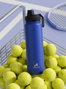 18/26/40oz Stainless Steel Insulated Sports Water Bottle With Straw Lid & Handle, Wide Mouth, Double Wall Vacuum Sealed, Leak-Proof, Keeps Hot 12hrs, Cold 24hrs - 26oz Coastal Blue - View 8