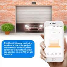 A Wi-Fi smart garage door controller allows you to open and close your garage door via smartphone or voice control. It features intelligent door opening programming, voice control, and automatic detection, making it suitable for installation in rooms, garages, and gardens. - Negro - Ver 2