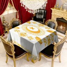 1/20件装优雅桌布：奢华的白色背景，饰以金色几何图案和阿拉伯风格的花卉设计，适用于咖啡桌、餐桌、书桌、厨房和桌面装饰，营造舒适优雅的氛围。 - 彩色 - 查看 7