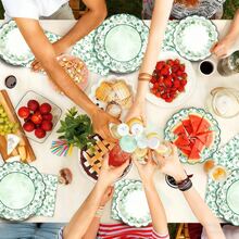 10pcs Sage Green Party Supplies, Disposable 7/9 Inch Paper Tray 9 Oz Cup Cutlery Napkin For Spring, Wedding Shower, Bridal Birthday Party, Family Party, Outdoor Camping Picnic, Holiday Party Supplies - Multicolor - View 10