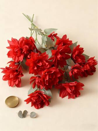 1 PC Artificial Flower, A Bouquet Of 6 Peony Flowers, Faux Silk Fabric Flowers, Romantic Fake Flowers, Suitable For Seasonal Decorations, Indoor Decor, Living Room Arrangements, Tabletop Displays, Wedding Decorations