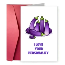 1pc Hilarious Eggplant Valentine's Day Card Amusing Love Card- Perfect For Husband Or Boyfriend, Funny Anniversary Love Note, Cartoon Design, Paper Crafted 'I Love Your Personalized' ﻿ - one-size - View 4