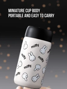 Miffy Thermos Cup – Black Style 380ML Stainless Steel Vacuum Insulated Flask With Double-Wall 316L Grade Inner Liner, 12-Hour Heat Retention & 24-Hour Cold Preservation, Leak-Proof Secure Lid With Easy One-Hand Operation, Portable Carry Handle For Daily School Office Travel & Outdoor Sports, Minimalist Classic Black-White Kawaii Rabbit Design, Perfect Gift For Students Teens Women Men & Miffy Fans - Black - View 9