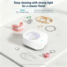 Electric Jewelry And Denture Cleaner, 50Hz High-Frequency Sound Wave Denture Cleaner, 500mAh Long Battery Life, Deep Cleaning With Light Irradiation, Don't Damage Jewelry, Perfect Gift For Moms And Girlfriends, Be Suited For Outdoor Trips And Camping - White - View 3