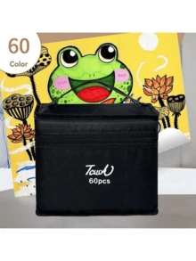 60 Colors Dual Tip Art Markers, Alcohol Based Markers, Sketch Markers, Permanent Alcohol Markers With Drawing Box, Black Pen Holder, Party Favors, Christmas Decorations, Home Decor, Available In 12/24/30/36/48/60 Colors - Multicolor - View 16