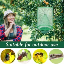 Trampa de moscas reutilizable Dazone Ranch con jaula colgante y macetas de plástico para matar y controlar moscas en interiores y exteriores, granjas familiares, parques y restaurantes - Verde - Ver 2