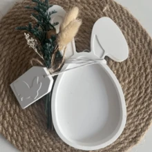 DIY Resin Mold Easter Decoration Silicone Mold Rabbit Head Shaped Tray Plate Gypsum Resin Mold Holiday Decoration Silicone Mold - White - View 6