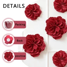 1 Stück große künstliche Samt-Pfingstrose mit Flachrücken und Schlaufe, Heimdekoration, Hochzeitsfensterausstellung, Fotostudio-Shooting, burgunderrote künstliche große Rosenblume