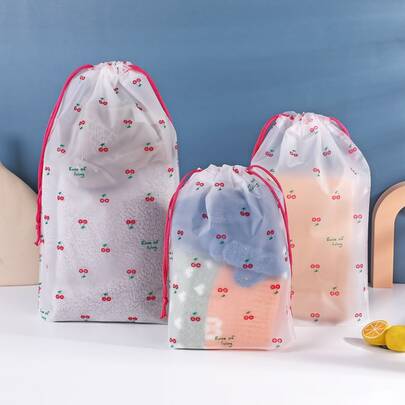 PE Teddy Bear Bundle Pocket Simple Storage Bag EVA Dustproof Transparent Frosted Bag Drawstring Packaging Small Bag