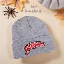 1pc Unisex Black Backwoods Embroidered Beanie, Y2K Style, Warm Knit Hat For Outdoor/Casual Wear, Suitable For Winter, Christmas Hat - trắng - Xem 2