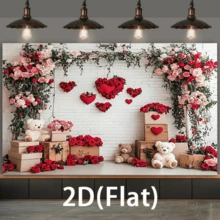 1 Romantyczna dekoracja walentynkowa: Bukiet w kształcie misia, róży i serca, Eleganckie podłoże z poliestru, Nadaje się na dekorację imprez rodzinnych, Nowoczesna dekoracja domu, Tło do fotografii, Fotografia banerowa - - Wielokolorowe - Zobacz 3