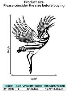 1pc Iron Crane Decoration Set, Crane Bird Decor, Unique Living Room Decoration, Bird Wall Hanging, Outdoor Wall Decor, Large Bird Wall Art - Multicolor - View 14