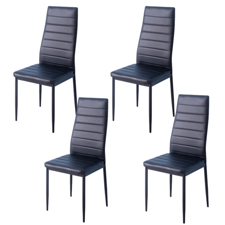 ブラック4脚セット】ダイニングチェア PUレザー 北欧風 モダン 軽量3.9