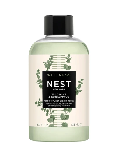 Nest Wild Mint & Eucalyptus Reed Diffuser Liquid Refill 5.9oz/175ml Fragrance For Up To 90 Days, Flame Free Girlfriend Wife Mother Friend Boyfriend Husband Father Brother Birthday Graduation Party Travel Camping Outdoors School Campus Trip Festivals Anniversary Office Winter Christmas Special Occasions, Party