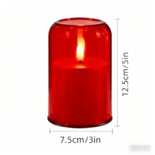 3pcs Acrylic Flameless Candles With Remote Control, Battery Powered LED Simulated Candles With Timer Function, Warm Light Decoration Lamp For Valentine's Day, Wedding, Holiday Party And Home Decor - Red - View 11