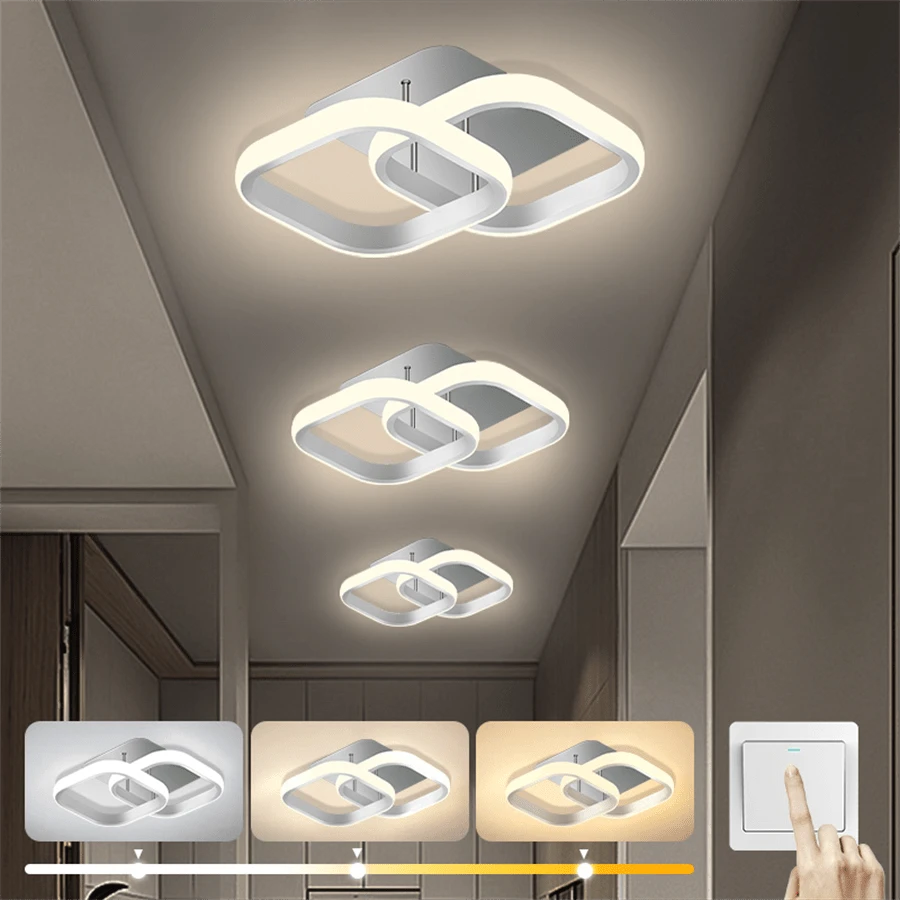 1 قطعة إضاءة سقف LED، إضاءة معلقة للغرفة، قابلة للتعديل بين الضوء الأبيض والدافئ والطبيعي، إضاءة رئيسية داخلية، إضاءة للسلالم، مناسبة لممرات وديكورات سقف حديثة أخرى، سهلة التركيب - متعدد الألوان - مشاهدة 1