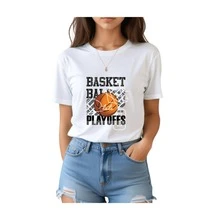 Camiseta Unissex "Playoffs" – Estilo Esportivo Street com Estampa de Basquete e Tecido Premium - Branco - Visão 5