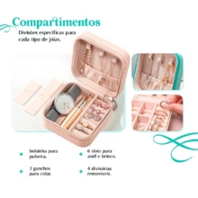 Portable Jewelry Box Travel Case Organizer For Jewelry Rings And Necklaces - 淺藍色 - 查看 3