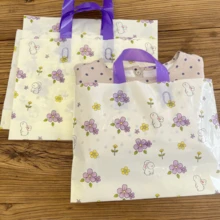 100pcs Plastic Clothing Handbags, Women's Shopping Bags, Bunny And Small Flower Pattern Packaging Bags, Thicken Waterproof Portable Large Capacity Handbags; Outdoor Travel Daily Necessities Handbag. High End Packaging Bag, Reusable Packaging Bag, Suitable For Valentine's Day, New Year, Weddings, Parties, Shopping Bags, Birthday Gift Bags, Party Gift Bags. - Multicolor - View 4