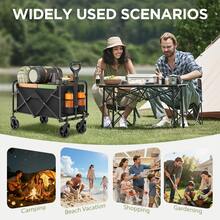 InBrave Portable 29.5" Collapsible Wagon Cart, Heavy Duty Folding Utility Wagon With 360lbs Load, All-Terrain Wheels For Camping, Beach, Garden & Grocery Shopping - Black - View 6