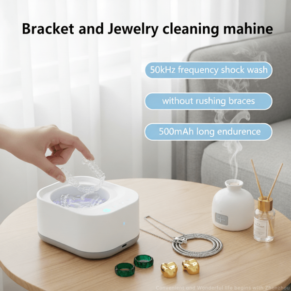 Electric Jewelry And Denture Cleaner, 50Hz High-Frequency Sound Wave Denture Cleaner, 500mAh Long Battery Life, Deep Cleaning With Light Irradiation, Does Not Damage Jewelry, Perfect Gift For Moms And Girlfriends, Convenient For Outdoor Trips And Camping