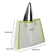 50个塑料服装手提袋，女士购物袋，英文字母图案包装袋，加厚防水便携大容量手提包；户外旅行日常必需品手提包。高端包装袋，可重复使用包装袋，适用于情人节、新年、婚礼、派对、购物、生日礼物、聚会礼物等场合。 - 彩色 - 查看 6