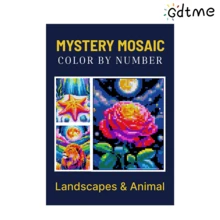 GDTME Mysterious Mosaic 6 成人塗色書 A4 24頁 雙面印刷 數位塗色任務：正方形、三角形、六角形、圓形（黑色背景）母親節禮物 文具 復活節禮物 - 神秘馬賽克6 - 查看 18