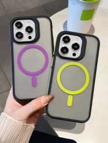 Nueva funda magnética mate de dos colores, compatible con iPhone 17 Air 16 15 14 13 12 11 Pro Max, protección contra golpes y carcasa dura - Naranja - Ver 8