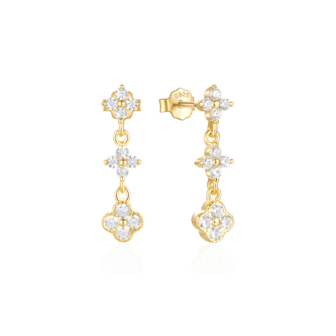 1 คู่ ต่างหูระย้ากลีบดอกไม้สีสันสดใสเงินแท้ 925, ต่างหูเรียบง่ายประดับพลอยเทียมน่ารักสำหรับผู้หญิง