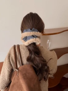 Women's French Elegant Luxury Faux Fur Scrunchie, High Elasticity Hair Tie, Ponytail Holder, Hair Accessories For Autumn/Winter Makeup Home Gym Woman Accessories ,Scrunchy Hair Ties - Multicolor - View 9