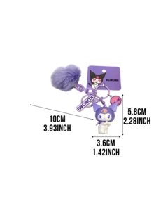 Sanrio Kuromi Keychain with Purple Pom Pom – Adorable 3D Cartoon PVC Keyring for Bags, Backpacks, Car Keys or Purses, Cute Fuzzy Pom Pom Accessory, Stylish Purple Series Design for Teens, Youth, Pop Culture Fans & Sanrio Collectors. Special Occasion Gift, Stylish Kawaii Cartoon Must-Have - 紫色庫洛米[小絨球系列] - 查看 10