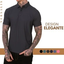 Kit Of 3 Premium Polyamide Polo Shirts For Men With Collar And Buttons, Breathable Fabric - Black/White/Gray - View 2