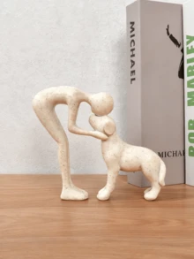 1件狗狗雕塑，家居装饰，可爱狗狗雕像，适用于办公室、客厅、卧室、家中，宠物爱好者纪念礼物 - 彩色 - 查看 3