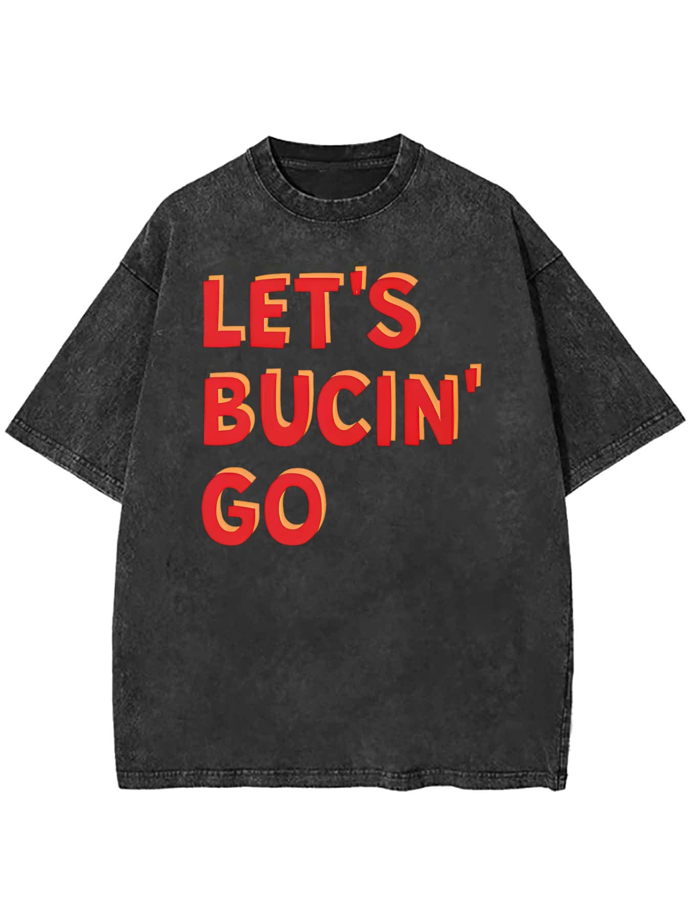 Sports Bucin Print Crew Neck Washable Short-Sleeve Top Red Text Design Short Sleeve Casual Style Suitable For All Seasons Machine Wash For Games And Daily Gatherings.Png - màu đen - Xem 1