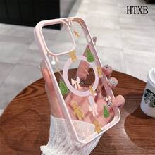 Soft pink bow and candy cane This magnetic phone case, compatible with iPhone 16/15/14/13/12 Pro/11/X/XS Plus Max/ S22/S23/S24/S25, features a stylish and trendy pattern design. Available in a variety of colors, this classic, shockproof hybrid case makes a perfect gift for friends and family for Halloween, Christmas, and Thanksgiving. - Blanco - Ver 5